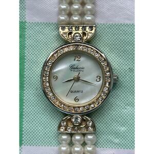 Galaxie By Elgin MOP Dial Rhinestone Bezel Women’s Quartz Watch